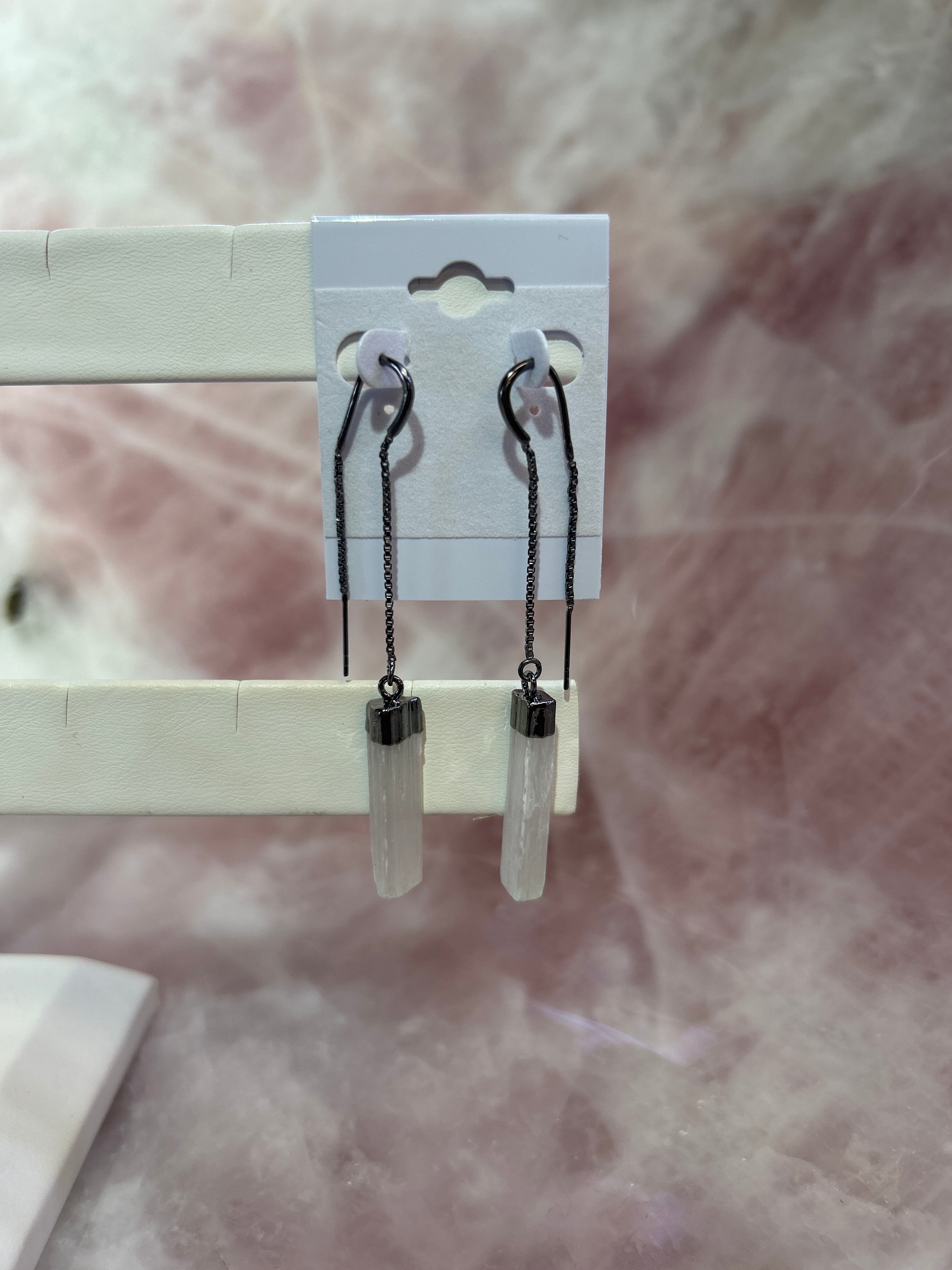 Selenite Threader Silver Plated Earrings CWDM